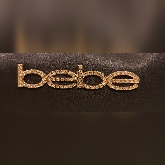 Vintage Y2K Bebe Black Vegan Leather Clutch Travel Makeup Beauty Cosmetic Bag - Picture 8 of 9